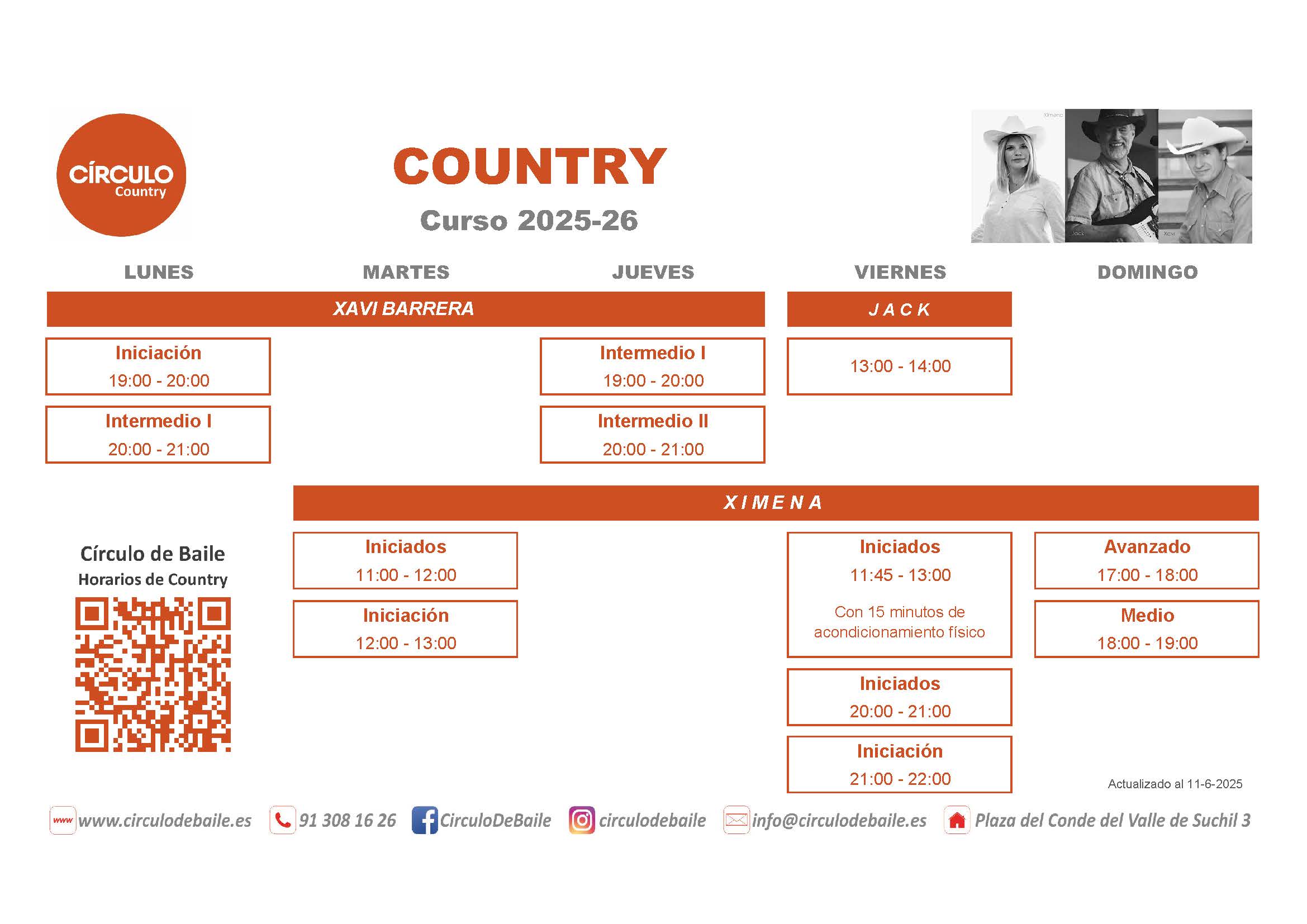 Horarios de Country en Circulo de Baile