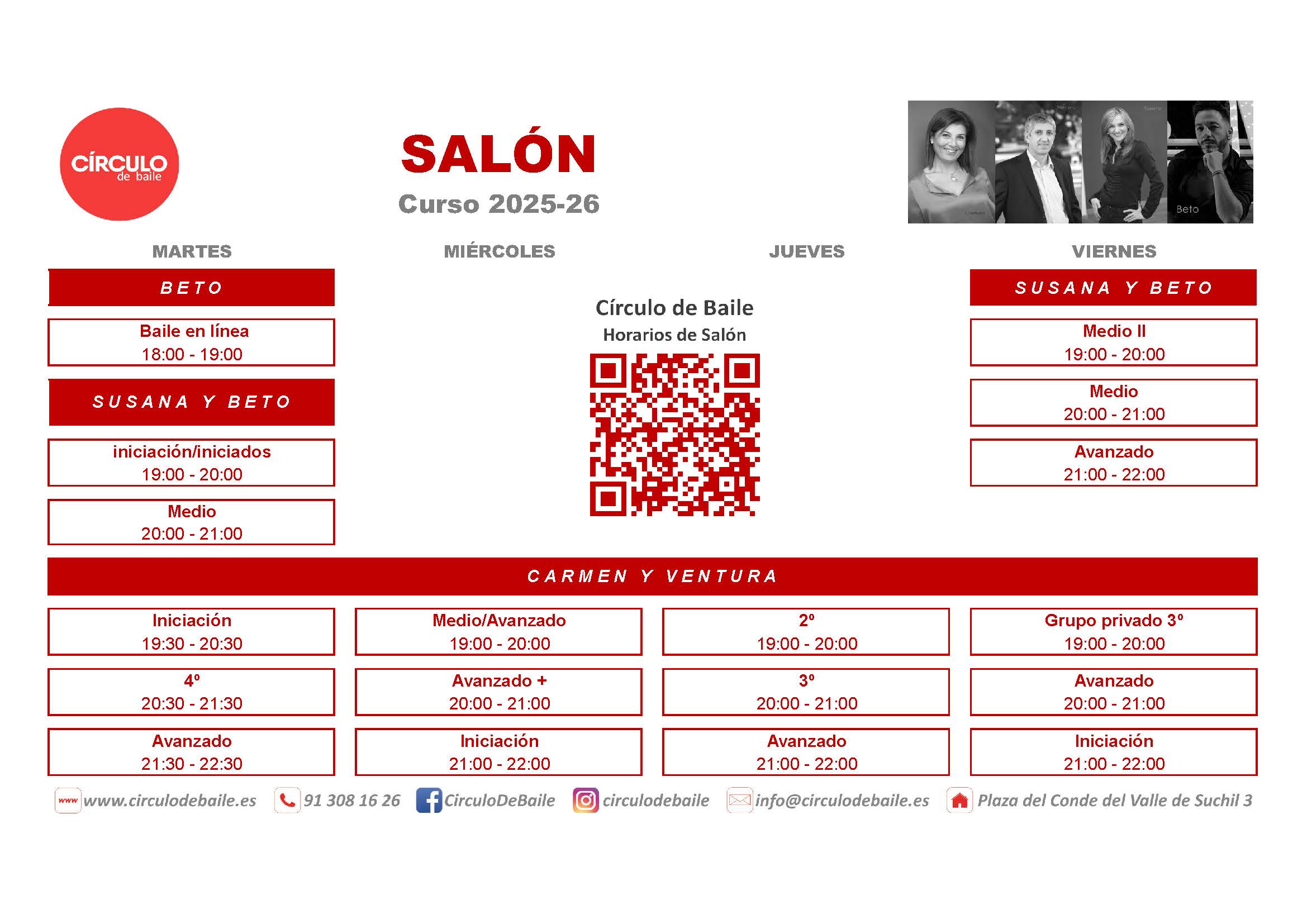 Horarios de Salón en Circulo de Baile