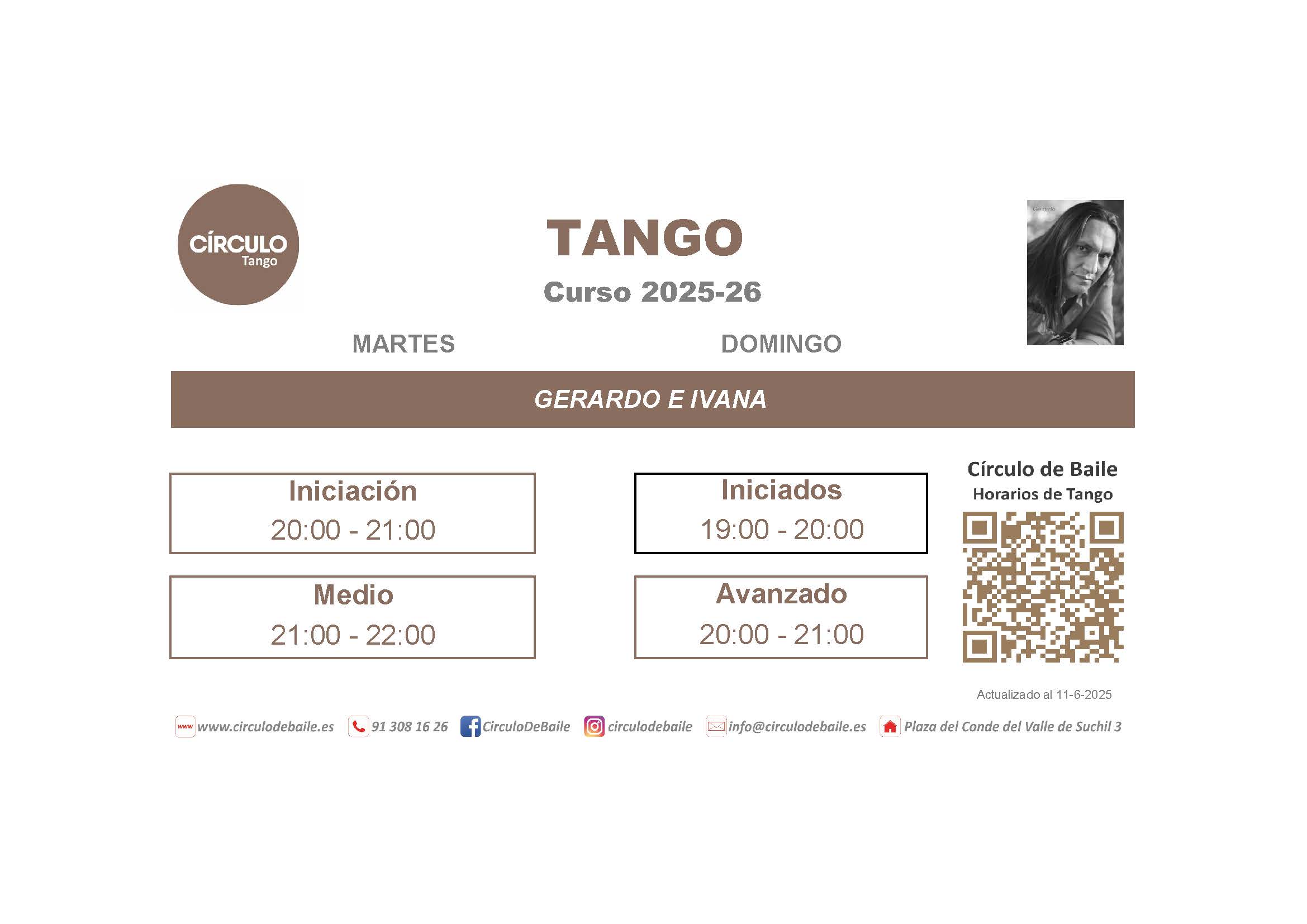 Horarios de Tango en Circulo de Baile