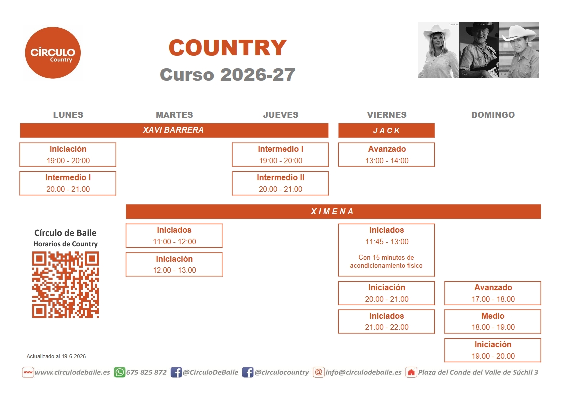Horarios de Country en Circulo de Baile