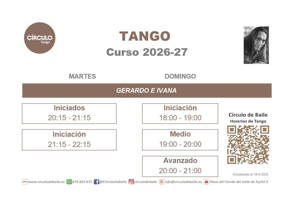 Horarios de Tango en Circulo de Baile