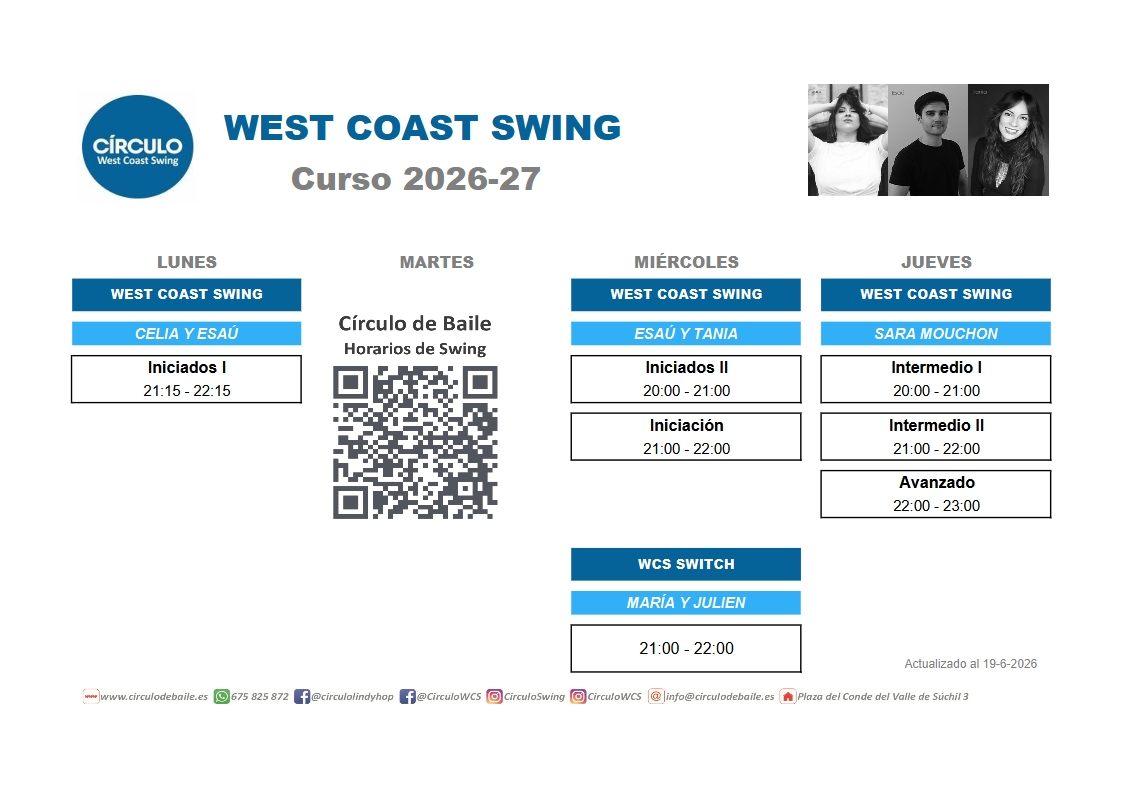 Horarios de West Coast Swing en Circulo de Baile