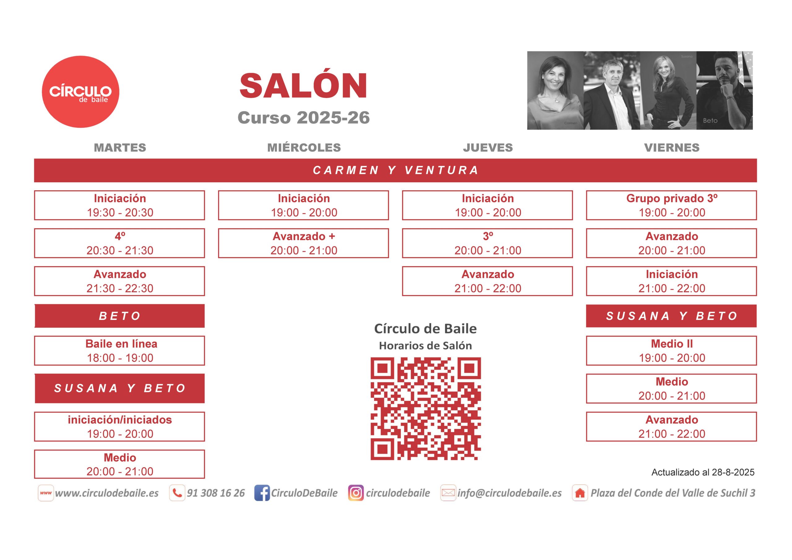 Horarios de Salón en Circulo de Baile