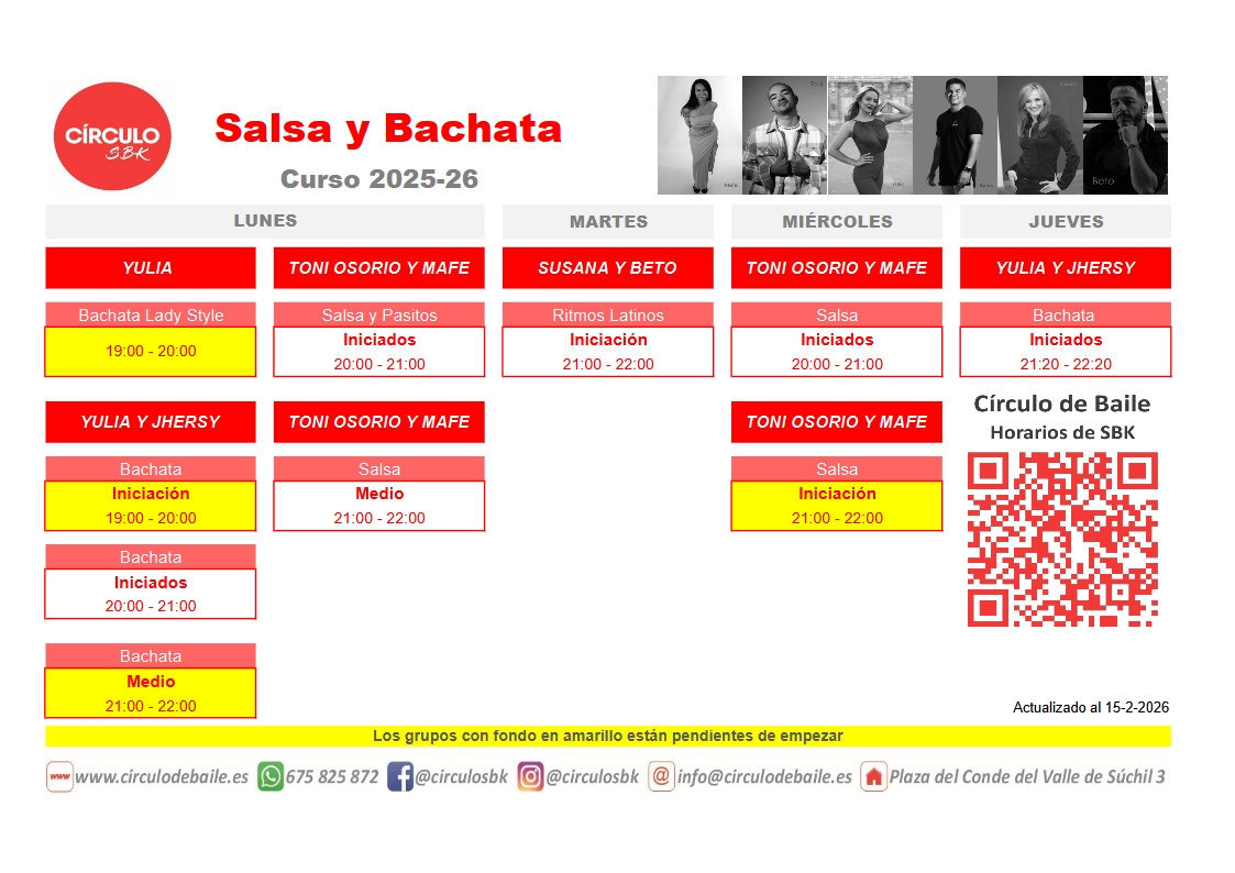 Horarios de SBK en Circulo de Baile