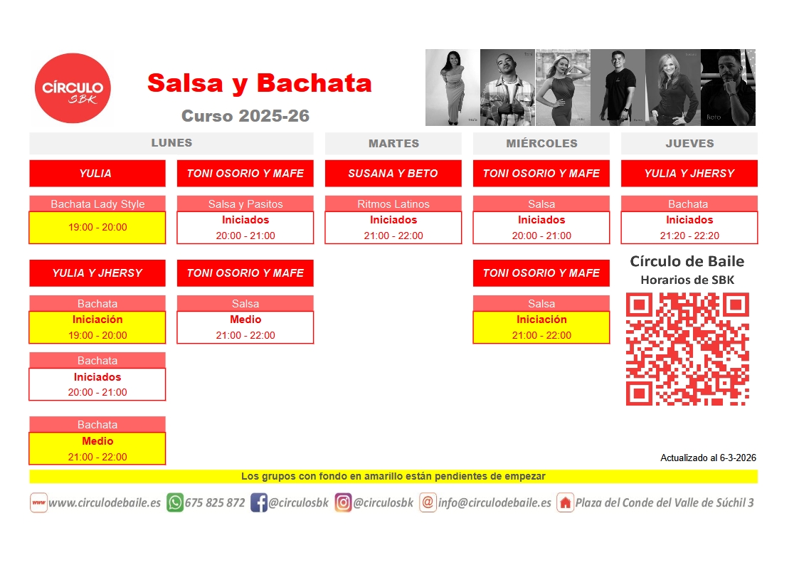 Horarios de SBK en Circulo de Baile